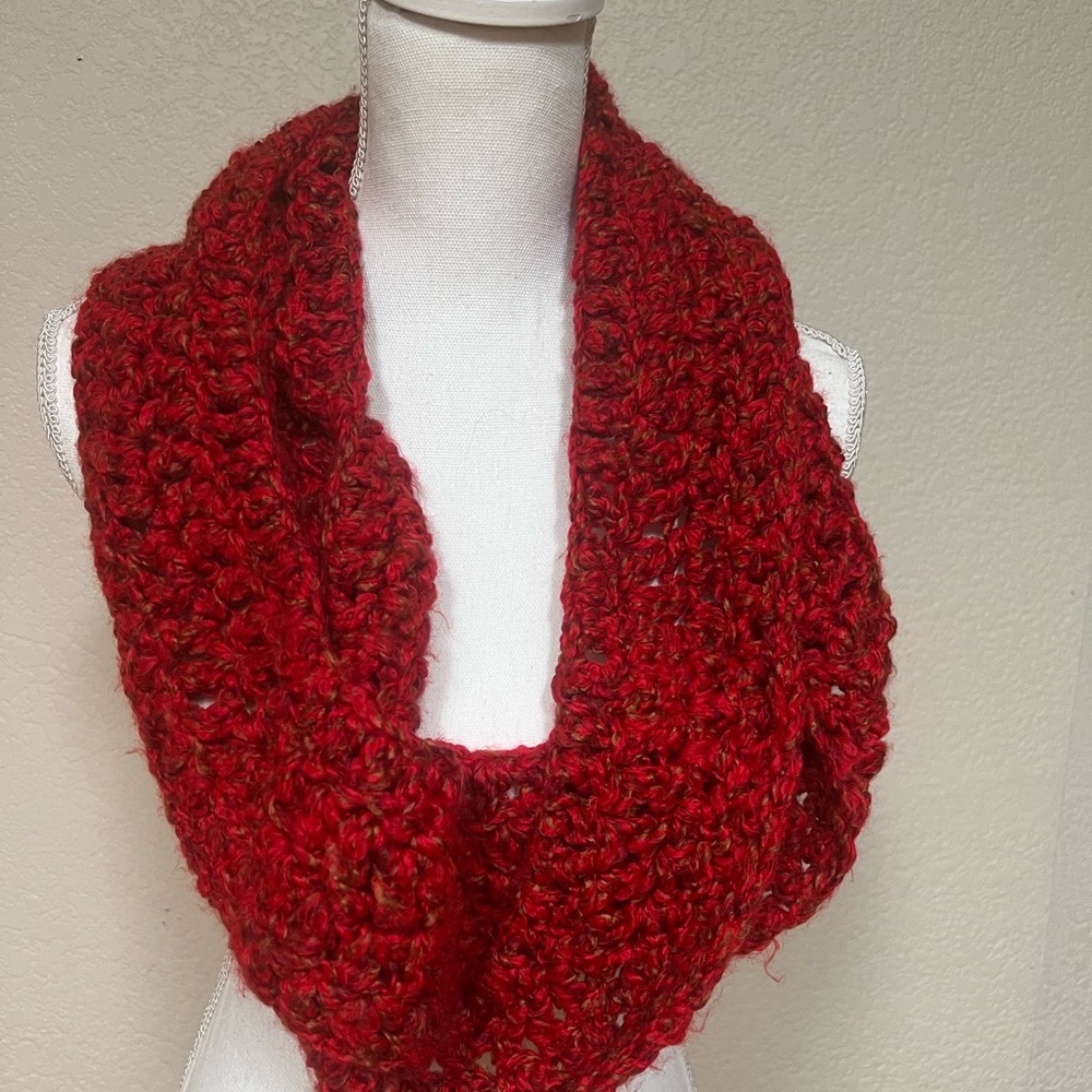 Elegant Red Knit Infinity Scarf